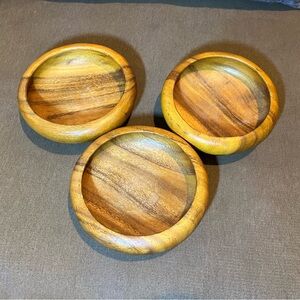 Set of 3 Round Wooden Bowls -  salad bowls